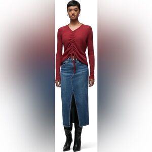 Hudson Reconstructed Denim Midi Skirt Zion Size 23 New